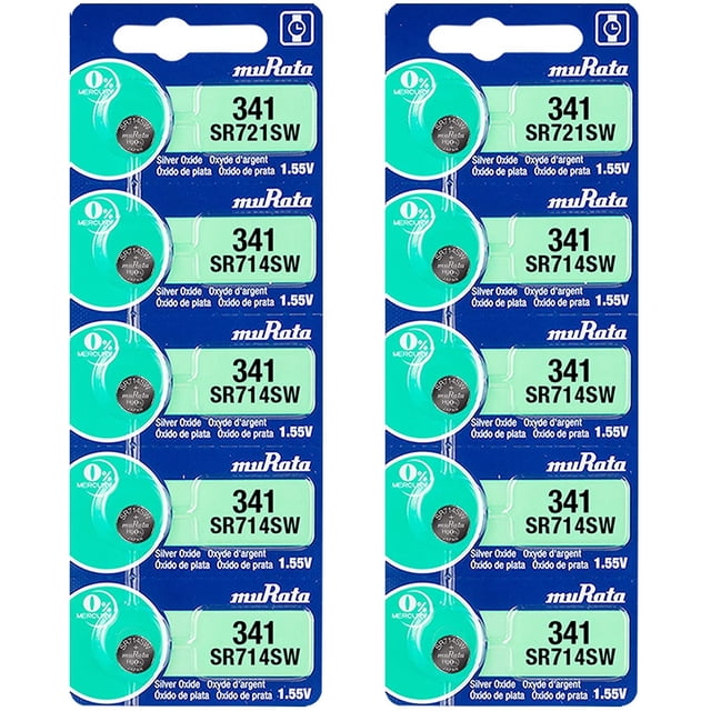 Murata 341 SR714SW Battery 1.55V Silver Oxide Watch Button Cell (10 Batteries)
