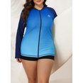 thumbnail image 5 of Charmo Womens Plus Size Long Sleeve Rash Guard Top Zipper Sufing Swim Shirt, 5 of 5