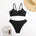 thumbnail image 2 of Womens 2 Piece Swimsuits Summer Beach Solid Color Backless Bikini Split Set Black Womens Bathing Suits M, 2 of 7
