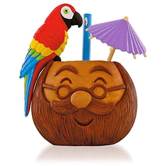 Hallmark Ornement Souvenir Ne Vous Inquiétez Pas, Sois Heureux Père Noël Tasse Noix de Coco avec Perroquet et Parasol Musical 2015