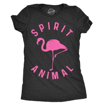 Womens Flamingo Spirit Animal T shirt Cool Funny Gift Cute Vintage Graphic Tee (Heather Black) - L