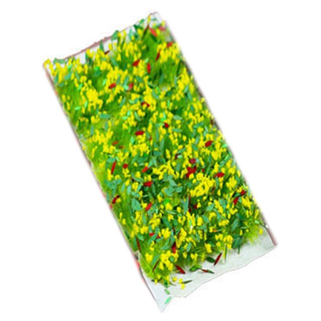 28pcs Fleurs Miniatures Grappes Modèle Chemin de Fer Jardin Micro Aménagement Paysager Jaune