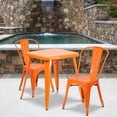 thumbnail image 4 of 23.75'' Square Orange Metal Indoor-Outdoor Table Set with 2 Stack Chairs, 4 of 5