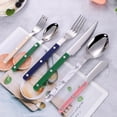 thumbnail image 2 of Xiao Hua Rivet Clamp Handle Kitchen Stainless Steel Silverware Tableware Flatware Cutlery Steak Knife Western Tableware -Beige,4 pieces, 2 of 4