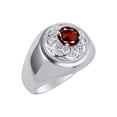 thumbnail image 3 of RYLOS Men's Rings 14K White Gold Designer Gypsy 7MM Round Gemstone & Diamond Ring Garnet January Birthstone Rings Size 9, 3 of 6