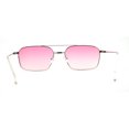 thumbnail image 2 of Mens Old School Double Bridge Narrow Rectangle Metal Rim Sunglasses Silver Pink, 2 of 4