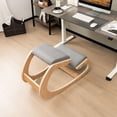 thumbnail image 2 of Gymax Ergonomic Kneeling Chair Wood Rocking Posture Stool w/ Cushion Back Neck Grey, 2 of 10