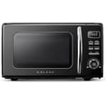 thumbnail image 1 of Four à micro-ondes de comptoir rétro Galanz (noir, 0,7 pi³) avec fonctions de cuisson et réchauffage automatiques, décongélation et démarrage rapide ; plateau tournant en verre et nettoyage facile., 1 of 9