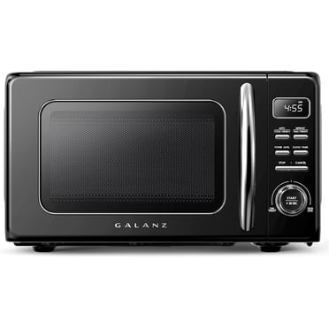 Galanz Retro Countertop Microwave Oven with Auto Cook & Reheat, Defrost, Quick Start Functions, Easy Clean with Glass Turntable, 0.7 cu ft Black