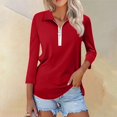 thumbnail image 2 of MeetoTime Chemises à Fermeture Éclair 1/4 pour Femmes Blouses Décontractées à Col Manches 3/4 Tuniques Tops Chandail, 2 of 7