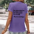 thumbnail image 4 of LUOGENLI T-shirts pour Femme pour Femmes Dames Mode Décontractée Couleur Unie Col Rond T-Shirt à Lettres Imprimées Manches Courtes Haut T-shirts pour Femmes T-Shirt Graphique Saint-Valentin Violet TTG, 4 of 5