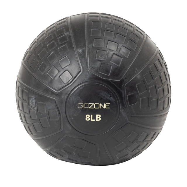 GoZone Ballon D\'entraînement Physique de 8 Lb Noir avec un Diamètre de 7 Pouces et une surface en PVC Texturée pour l'Adhérence, Conçu pour la Résistance Pondérée et les Exercices de Slamball, Convient Aussi au Tonus Musculaire et à l'Entraînement de Force.