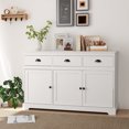 thumbnail image 4 of Gymax Buffet Moderne 53,5 Po Armoire de Rangement avec 3 Tiroirs 3 Portes Blanc, 4 of 10