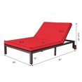 thumbnail image 2 of Gymax Fauteuil Inclinable de Patio en Rotin Réglable pour 2 Personnes avec Coussin Rouge et Roue, 2 of 10