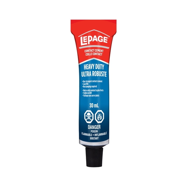 HENKELS LPG30MLCONTACTCMNT tube de 30 ml de Ciment de contact Robuste avec Étiquette Rouge et Bleue, Offrant une Liaison Solide pour Laminats en Plastique, Placages, Contreplaqué, Métaux, Liège, Tissu et Caoutchouc, avec Bouchon à Vis Noir.