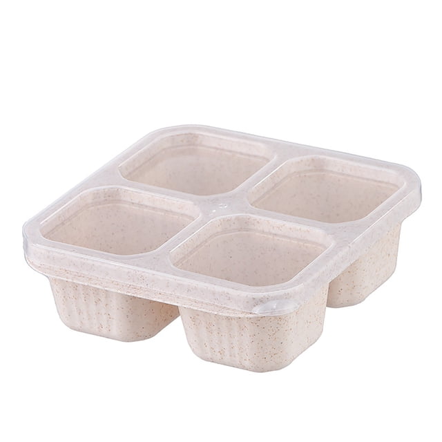 Binwennn 1PC Snack Containers Reusable Bento Snack 4 Compartments Meal Prep Lunch Containers For Kids Adults Divided Food Storage Containers For School Work Travel Lunch Boxes for Kids Stacking Pantry