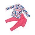 thumbnail image 1 of Zwiiyzr 2025 Filles Enfants Maillot de Bain 2 Pcs Imprimé Floral Haut anti-UV à Manches Longues et Pantalon Long avec Jupe Combinaison anti-UV Protection Uv Tenue de Plage Maillot de Bain 3-11 Ans Bleu, 1 of 7