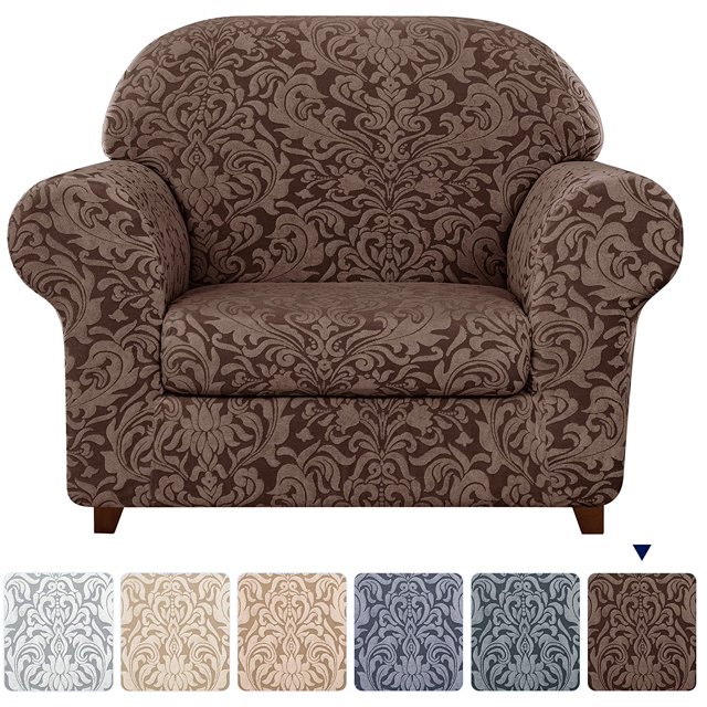 Subtrex Housse Extensible 2 Pcs Lavable pour Fauteuil/coussin d'Amour/sofa/TG-Sofa, Motif Damassé Jacquard