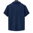 thumbnail image 3 of Summer Men's Heavy Design Corduroy Jacquard Short Sleeve Shirt - Christmas Pattern, Linen Fabric, Suitable for Daily/Work Wear, 3 of 3