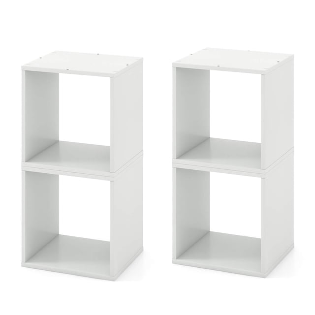 Gymax Organisateur de Rangement en Cubes, Ensemble de 4, Armoire à Treillis Combinée, Bibliothèque Ouverte Empilable