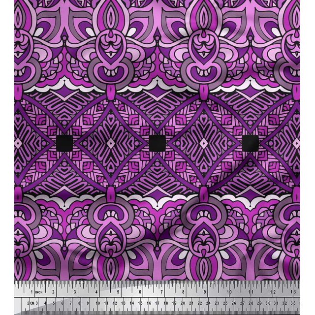 Soimoi Cotton Cambric Fabric Geometric & Paisley Decorative Decor Fabric Printed Yard 56 Inch Wide