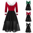 thumbnail image 5 of TJAZFJPA Robe en Velours pour Femmes, Patchwork de Noël, Col en V, Manches Longues, Robe Asymétrique à Capuche, Robes de Vacances Tendance 2028, 5 of 5