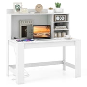 Costway Bureau d'ordinateur avec Hutch 2 Sorties d'alimentation USB & Ports de recharge de type C 3 Étagères blanches