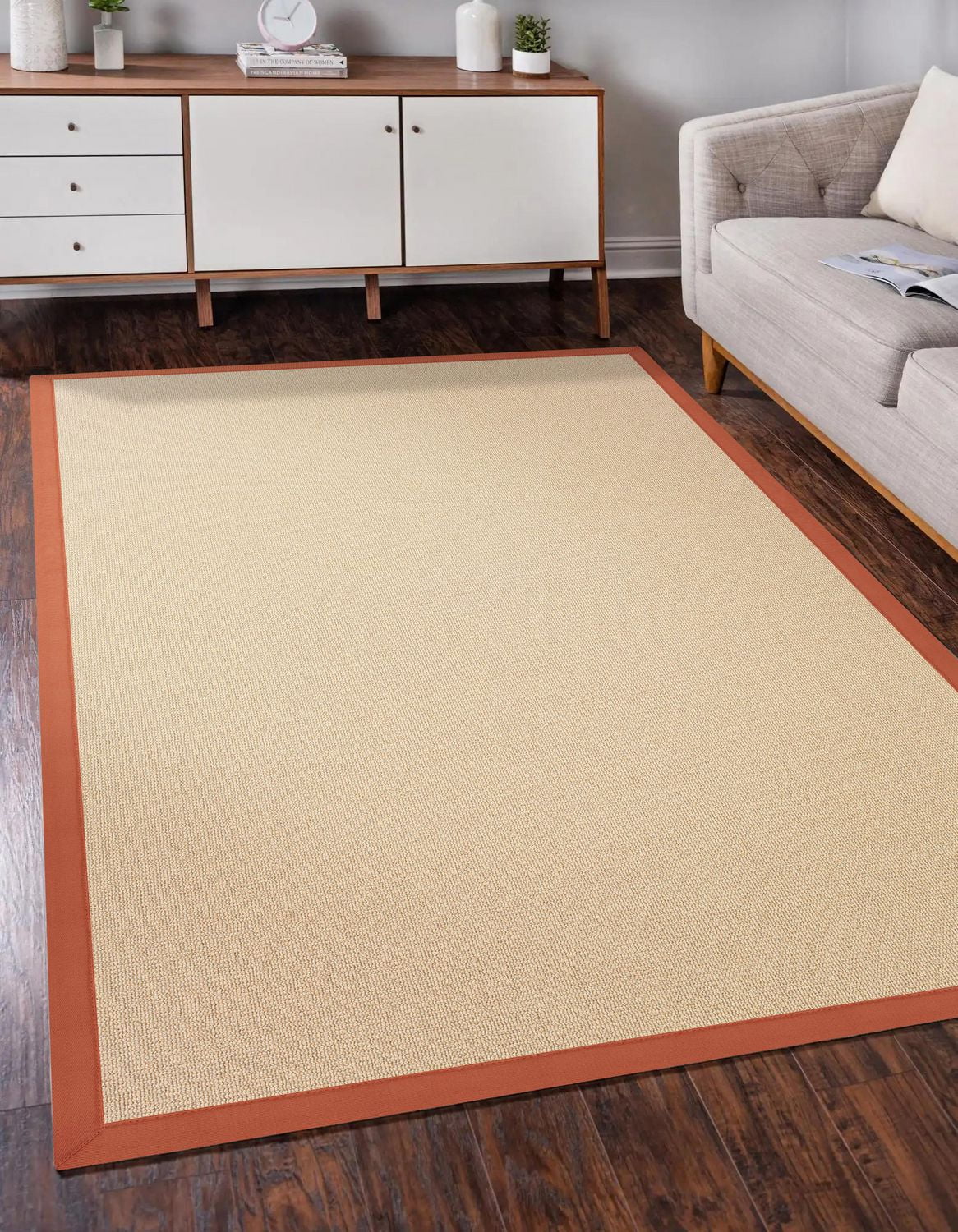 Tapis Athena naturel et orange brûlé de 5 pi x 8 pi