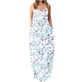 thumbnail image 2 of Lenago Robes d'Été Grande Taille pour Femmes Mode à Bretelles Taille Mi-Haute Col en V Sans Manches à Rayures Imprimées Coupe Ajustée Robe Longue de Plage Robes d'Été de Plage en Liquidation, 2 of 5