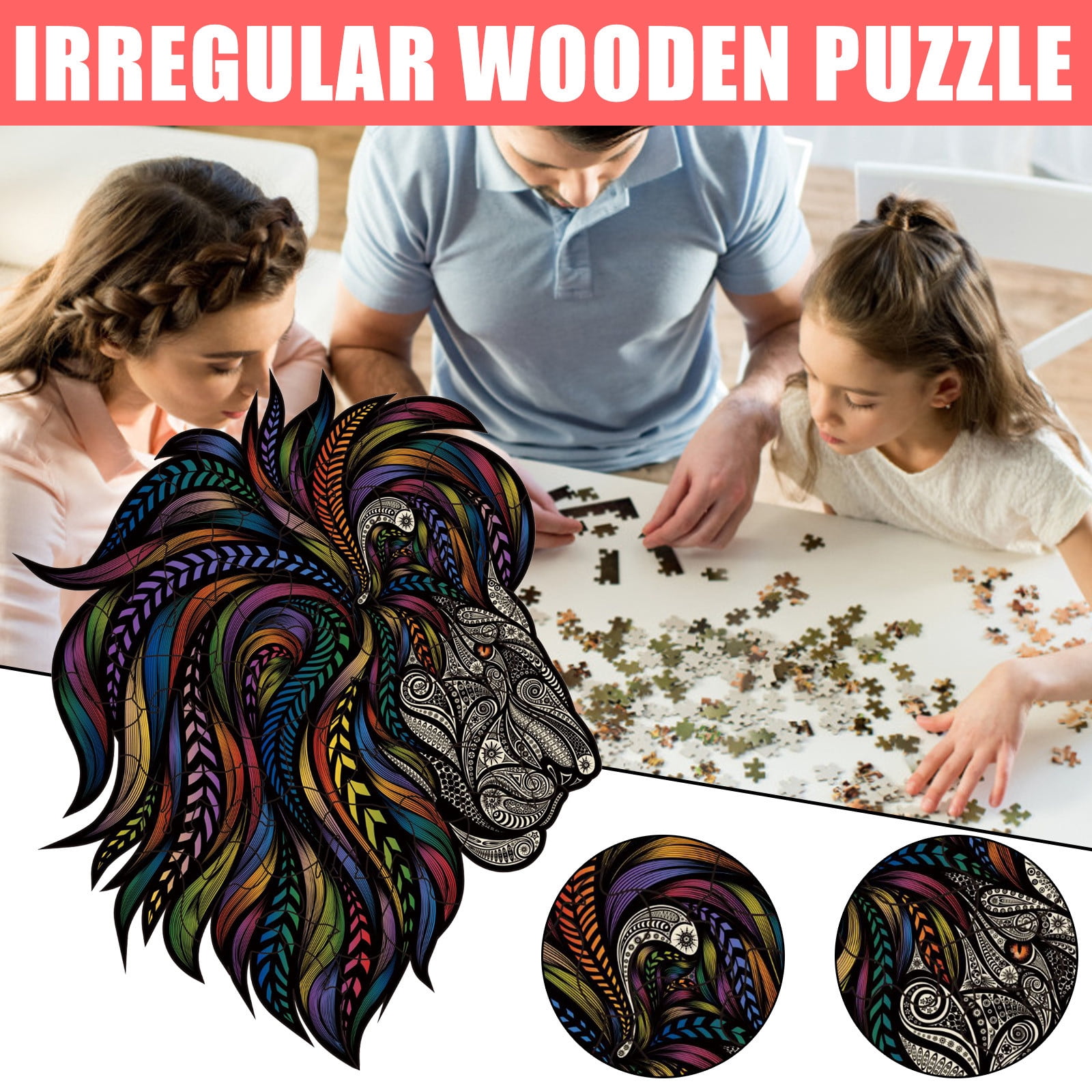 TOUMENY Wooden Puzzle Building Blocks, Quality Puzzle Game for Adults Gift, Educational Set for Hand-Eye Coordination Problem Solving, Classic Casual Game for Family Fun