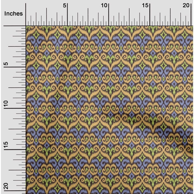 oneOone Cotton Poplin Fabric Swirl & Paisley Ikat Print Fabric BTY 56 Inch Wide