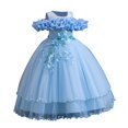 thumbnail image 1 of Ashirexll Robe de Performance Sans Manches pour Filles Jupe Tutu en Maille Col Rond Robe Trapèze Formelle pour Hôte Fête Tenue de Danse Âge 3-14 Ans Bleu Ciel 11 Ans, 1 of 3