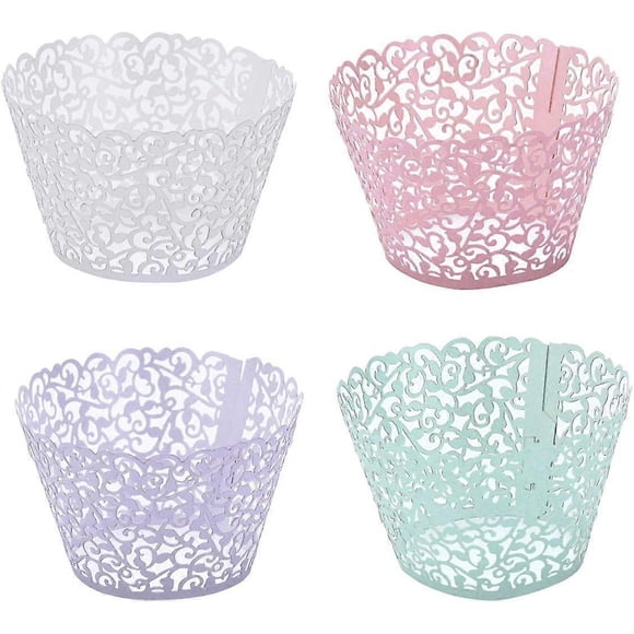 Cupcake Wrappers 40pcs/pack Creamy White Lace Cupcake Liners Laser cut Cupcake Papers cupcake cups Muffin cups for Wedding/Birthday Party Decoration