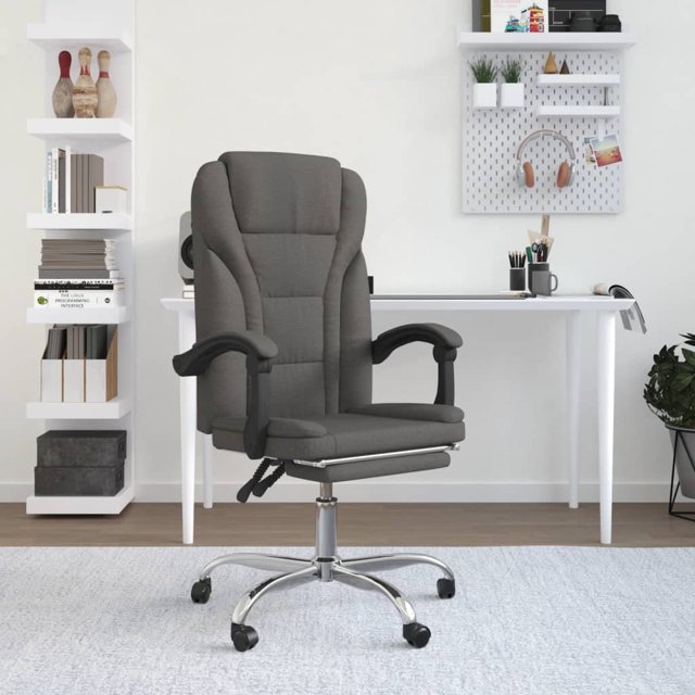 vidaXL Adult Reclining Office Chair Dark Grey Fabric
