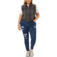 thumbnail image 2 of GRACE & GRANDEUR Veste Sans Manches en Denim Style Camionneur à Fermeture Éclair devant pour Femme Grande Taille, 2 of 6