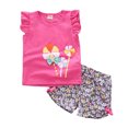 thumbnail image 1 of Ensemble d'Été 2 Pcs pour Bébé Fille, Haut à Manches Courtes Imprimé et Pantalon, 1 of 8