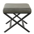 thumbnail image 3 of HomePop Modern Metal and Faux Leather X-base Ottoman in Gray, 3 of 8