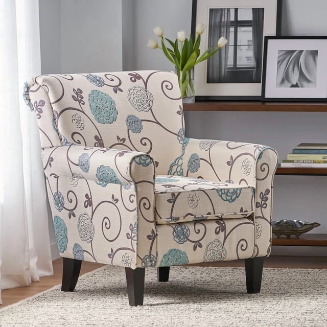 Roseville Fauteuil Club en Tissu à Motif Floral
