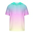 thumbnail image 3 of Besolor Mens Casual Hooded Tops Gradient Drawstring Short Sleeve Shirts Sports ness Pullover Summer Blouse, 3 of 4