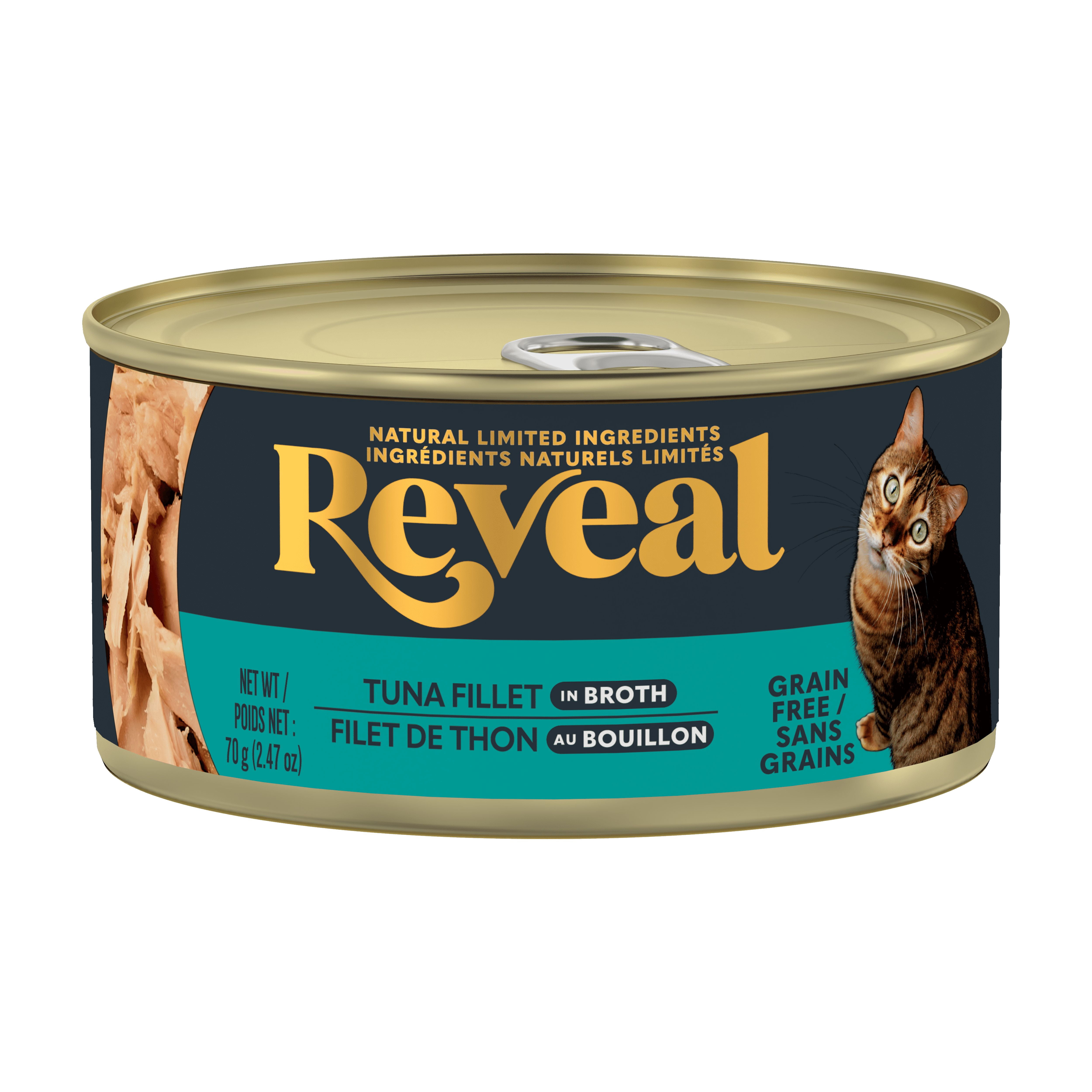 Reveal Natural Wet Cat Food Tuna Fillet in Broth 70g Can