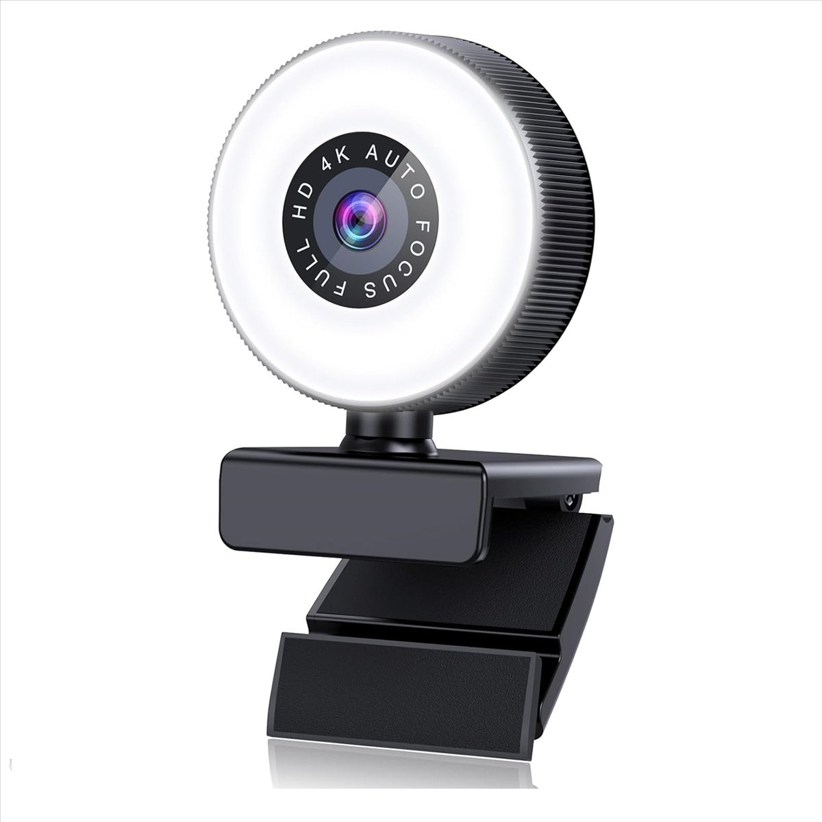 4K HD Autofocus Webcam with Microphone, Adjustable Light Computer Camera USB Webcam for Laptop Desktop Video Calling