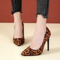 thumbnail image 1 of Cameland Women's Large Size Suede Leopard Print Four Seasons Matching Fine Heel Pointed Heels, 1 of 7