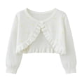 thumbnail image 1 of SROBPTY Girls Fall Cardigans, Children's Round Neck Long Sleeve Knitted Cardigan Casual Comfortable Jacket White 3 Years, 1 of 3
