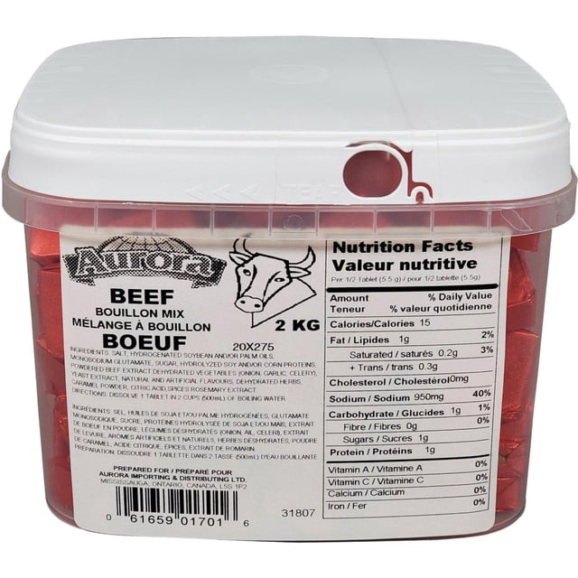 Aurora - Beef Bouillon Mix - 2kg - 1ct - Rich Savory Base & Instant Flavor Enhancer (1ct)