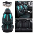 thumbnail image 3 of Maidao Car Seat Covers Full Set for Isuzu for Rodeo 1988-2004 5 Seats Compatible Airbag Waterproof Premium Leather Front and Back Seat Protectors with Pillow and Headrest Black and Green, 3 of 7