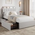 thumbnail image 1 of Bingirl Grey Twin Bed Frame for : Boucle Upholstered Platform with 2 Drawers, Bookcase Headboard, Noise - Free & No Box Spring Needed, Easy Assembly, 1 of 6