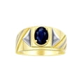 thumbnail image 1 of RYLOS Men's Rings 14K Yellow Gold Ring Classic Designer Style 8X6MM Oval Gemstone & Diamond Ring Sapphire Birthstone Rings For Men Size 9, 1 of 7