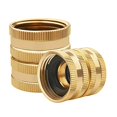 thumbnail image 2 of 2Pcs Garden Hose Connector, Brass Double Female Swivel Fitting with Washers Gold, 2 of 4