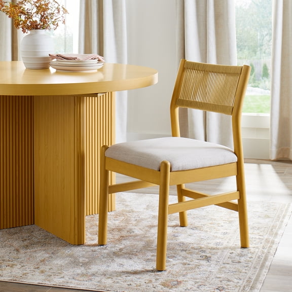 Better Homes & Gardens Lillian Fluted Dining Chairs 2 pack, Pine and Cream