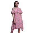 thumbnail image 1 of Bimba Robe Midi à Manches Flottantes Imprimé Oiseau Rose Épaules Dénudées Femme - TTTG, 1 of 6